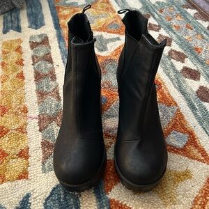 Divided black booties